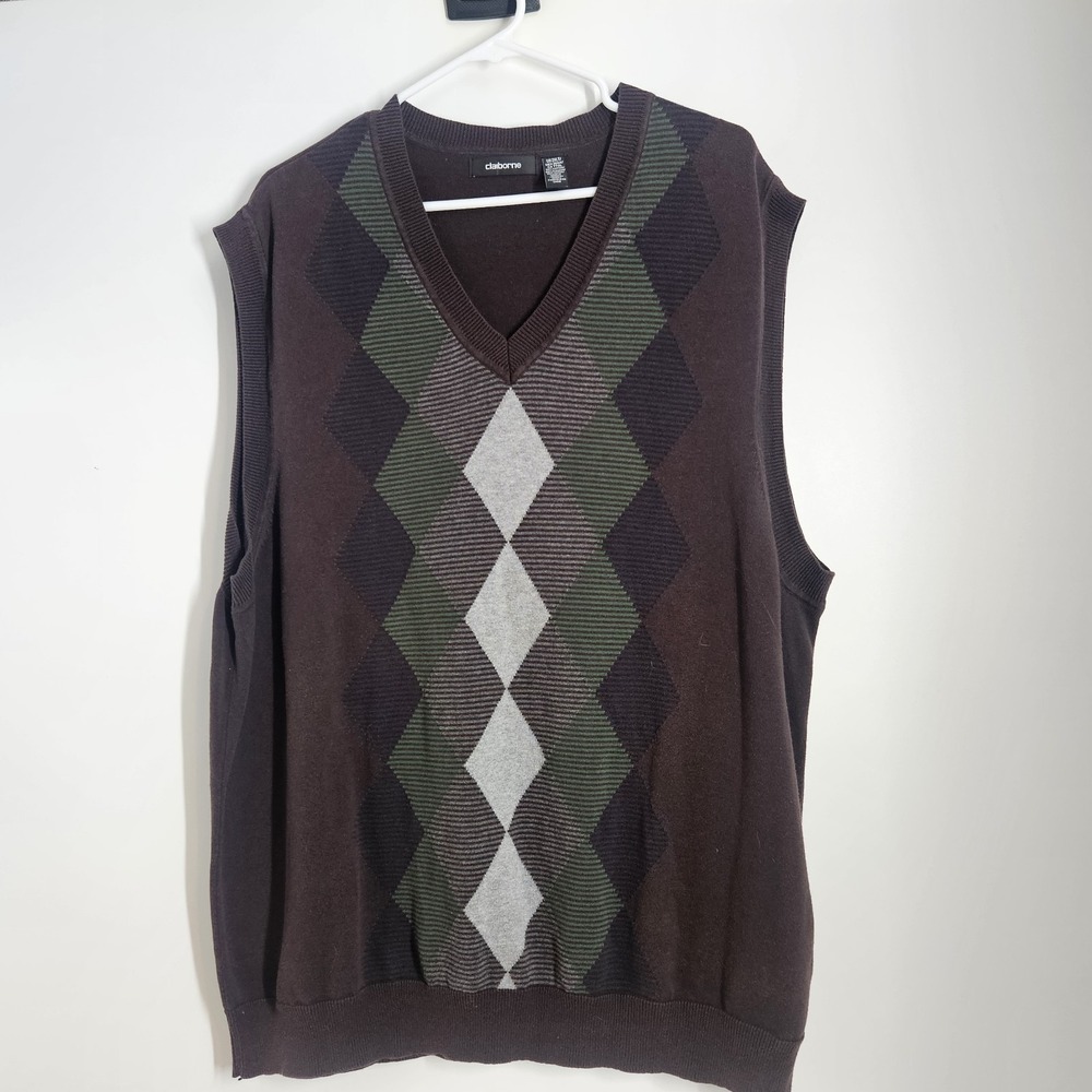 Liz Claiborne Men's Pullover Golf Sweater Xxl Brown Gree Grey‎